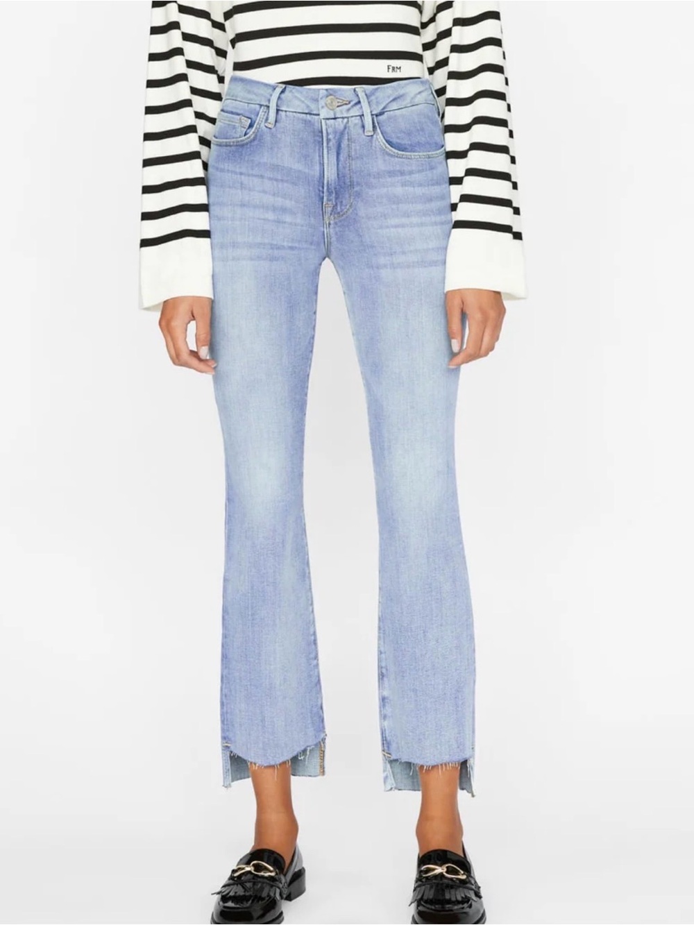 Frame size 29 Le Crop Mini Boot Raw Hem Light Wash Jeans